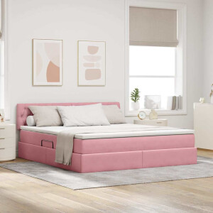 vidaXL Opslag bed met matras met hoofdeinde Roze 180 x 200 cm Fluweel