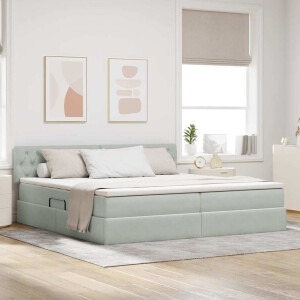 vidaXL Opslag bed met matras Lichtgrijs 200 x 200 cm Fluweel