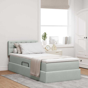 vidaXL Opslag bed met matras Lichtgrijs 100 x 200 cm Fluweel
