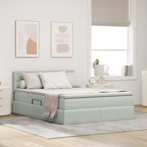 vidaXL Opslag bed met matras Lichtgrijs 140 x 190 cm Fluweel