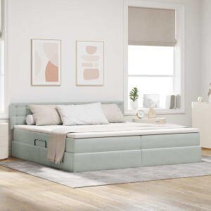 vidaXL Opslag bed met matras Lichtgrijs 200 x 200 cm Fluweel