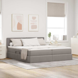 vidaXL Opslag bed met matras met opslag Taupe 200 x 200 cm Nep Leer
