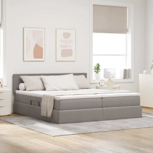 vidaXL Opslag bed met matras met opslag Taupe 200 x 200 cm Nep Leer