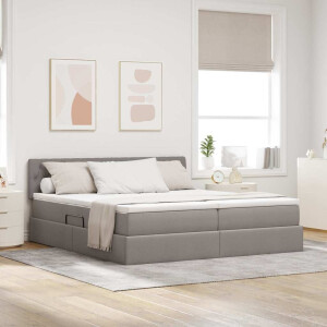 vidaXL Opslag bed met matras met opslag Taupe 200 x 200 cm Nep Leer