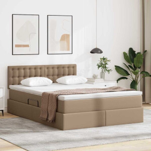 vidaXL Bed met LED -striplichten Cappuccino 140 x 200 cm PVC
