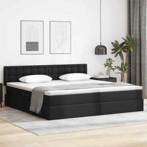 vidaXL Opbergbed met LED met matras Lichtgrijs 200 x 200 cm Nep Leer