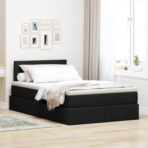 vidaXL Opbergbed met LED met matras met LED Zwart 120 x 200 cm Stof