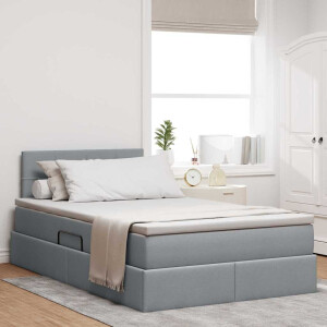 vidaXL Opbergbed met LED met matras Lichtgrijs 120 x 190 cm Stof