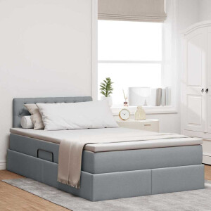 vidaXL Opbergbed met LED met matras Lichtgrijs 120 x 190 cm Stof