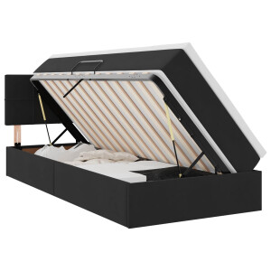 vidaXL Opbergbed met LED met matras met LED Zwart 90 x 190 cm Fluweel