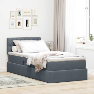 vidaXL Opbergbed met LED met matras Donkergrijs 90 x 200 cm Fluweel
