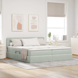 vidaXL Bed met LED-stripverlichting Lichtgrijs 180 x 200 cm Fluweel