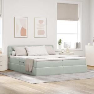 vidaXL Bed met LED-stripverlichting Lichtgrijs 180 x 200 cm Fluweel