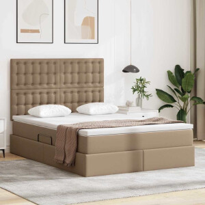 vidaXL Opslag bed met matras Cappuccino 140 x 190 cm Nep Leer