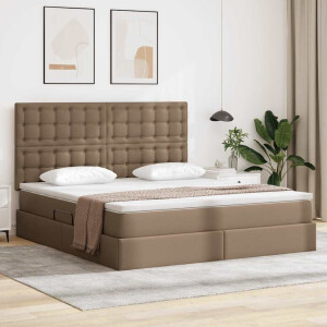 vidaXL Opslag bed met matras Cappuccino 180 x 200 cm Nep Leer