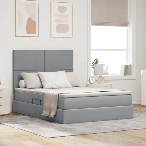vidaXL Opslag bed met matras Lichtgrijs 140 x 190 cm Polyester