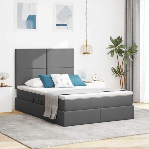 vidaXL Opslag bed met matras Donkergrijs 140 x 200 cm Polyester