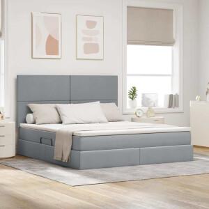 vidaXL Opslag bed met matras Lichtgrijs 160 x 200 cm Polyester