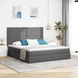 vidaXL Opslag bed met matras Donkergrijs 160 x 200 cm Polyester