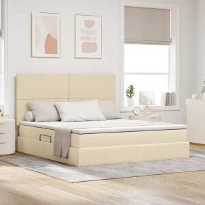 vidaXL Opslag bed met matras met matras Crème 160 x 200 cm Polyester