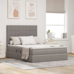 vidaXL Opslag bed met matras met matras Taupe 140 x 190 cm Polyester