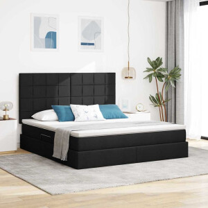 vidaXL Opslag bed met matras met matras Zwart 160 x 200 cm Polyester