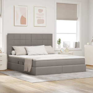 vidaXL Opslag bed met matras met matras Taupe 160 x 200 cm Polyester