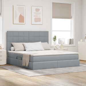 vidaXL Opslag bed met matras Lichtgrijs 180 x 200 cm Polyester