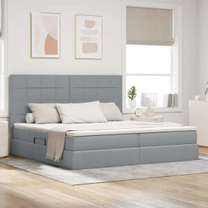 vidaXL Opslag bed met matras Lichtgrijs 200 x 200 cm Polyester