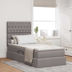 vidaXL Opslag bed met matras met matras Taupe 90 x 200 cm Polyester