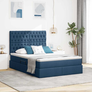 vidaXL Opslag bed met matras met matras Blauw 140 x 190 cm Polyester