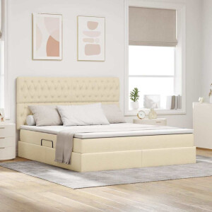 vidaXL Opslag bed met matras met matras Crème 160 x 200 cm Polyester