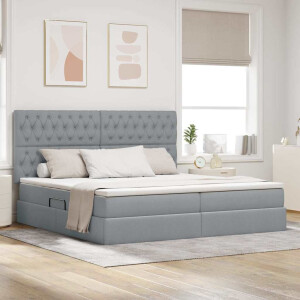 vidaXL Opslag bed met matras Lichtgrijs 200 x 200 cm Polyester
