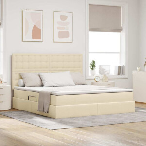 vidaXL Opslag bed met matras met matras Crème 160 x 200 cm Polyester
