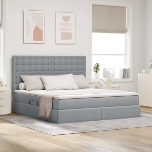 vidaXL Opslag bed met matras Lichtgrijs 180 x 200 cm Polyester