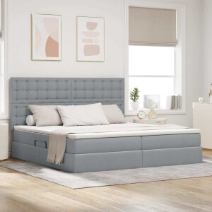vidaXL Opslag bed met matras Lichtgrijs 200 x 200 cm Polyester