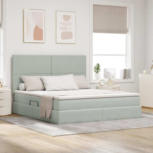 vidaXL Opslag bed met matras Lichtgrijs 160 x 200 cm Fluweel