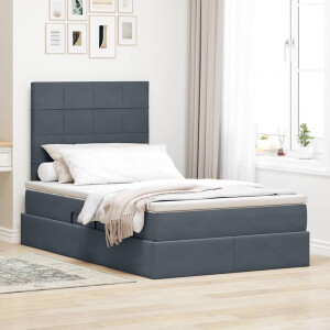 vidaXL Opslag bed met matras Donkergrijs 120 x 200 cm Fluweel