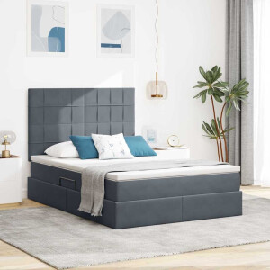 vidaXL Opslag bed met matras Donkergrijs 140 x 200 cm Fluweel