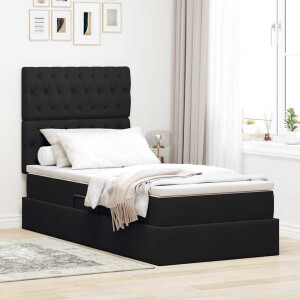 vidaXL Opslag bed met matras met hoofdeinde Zwart 90 x 200 cm Fluweel