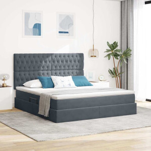 vidaXL Opslag bed met matras Donkergrijs 180 x 200 cm Fluweel