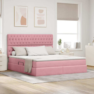 vidaXL Opslag bed met matras met matras Roze 180 x 200 cm Fluweel