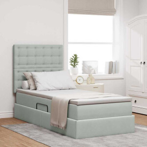 vidaXL Opslag bed met matras Lichtgrijs 100 x 200 cm Fluweel