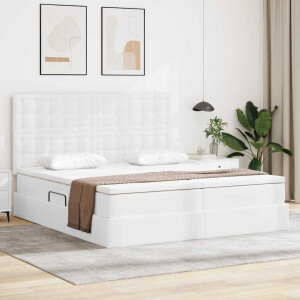 vidaXL Opbergbed met matras met opslag Puur Wit 180 x 200 cm Nep Leer