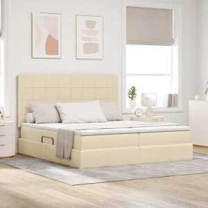 vidaXL Opslag bed met hoofdeinde Crème 180 x 200 cm Nep Leer