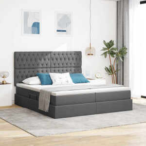 vidaXL Opslag bed met hoofdeinde Donkergrijs 180 x 200 cm Nep Leer