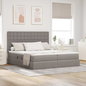 vidaXL Opslag bed met matras met opslag Taupe 200 x 200 cm Nep Leer