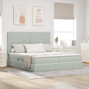vidaXL Opslag bed met matras Lichtgrijs 200 x 200 cm Fluweel