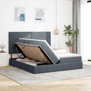 vidaXL Opslag bed met matras Donkergrijs 200 x 200 cm Fluweel
