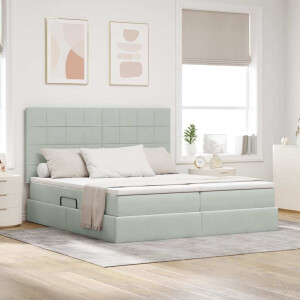 vidaXL Opslag bed met matras Lichtgrijs 200 x 200 cm Fluweel